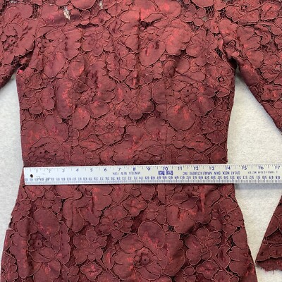 Betsey Johnson Wine Red Size 6 Lace Dress Sheer Long Sleeves Lacey Lined  Maroon | eBay