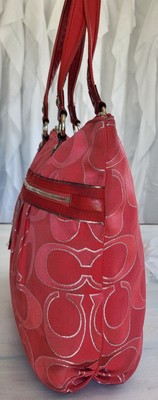 COACH poppy 17890 RUBY RED lurex outline Glam Tote shoulder