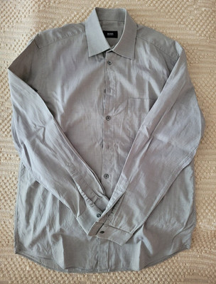 Hugo Boss Herrenhemd, Gr. 40 (15 3/4), grau, getragen