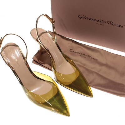 Gianvito Rossi NWB Acrylic/Metallic Heels Size 38.5 US 8.5 in Aurum Mekong