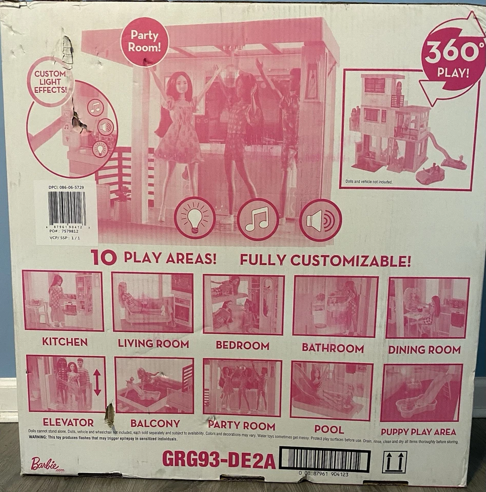 Barbie DreamHouse con 10 áreas de juego, 75+ muebles y accesorios, luces y sonidos. Foto 2 de 4