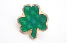 Shamrock Green and Gold Tone Vintage Lapel Pin