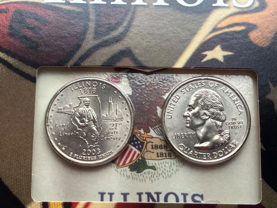 State Quarters Coins of America US Minted Quarter Dollar #21 Illinois 2003 - Image 3 of 4