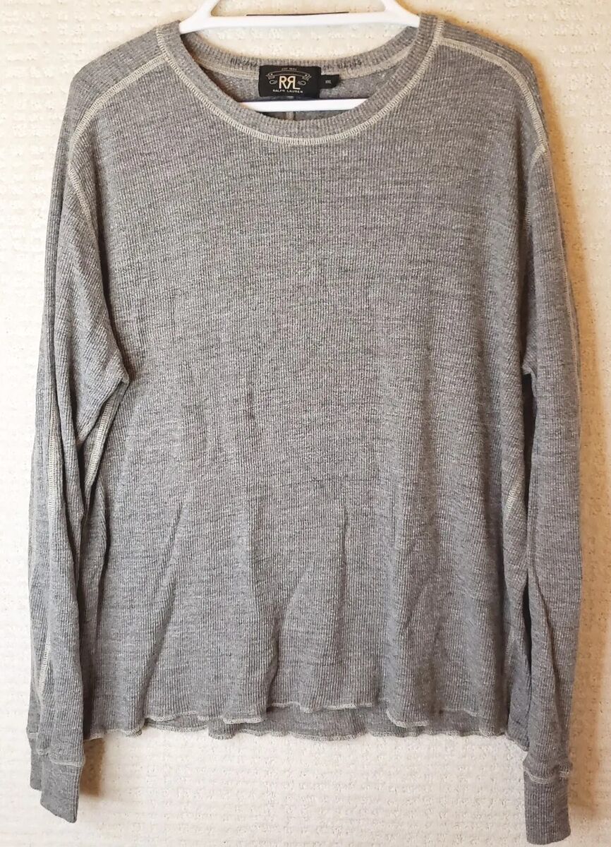 RRL Ralph Lauren Thermal Waffle Long Sleeve Shirt GRAY, XXL RRL Ralph Lauren Thermal Waffle Long Sleeve Shirt GRAY, XXL