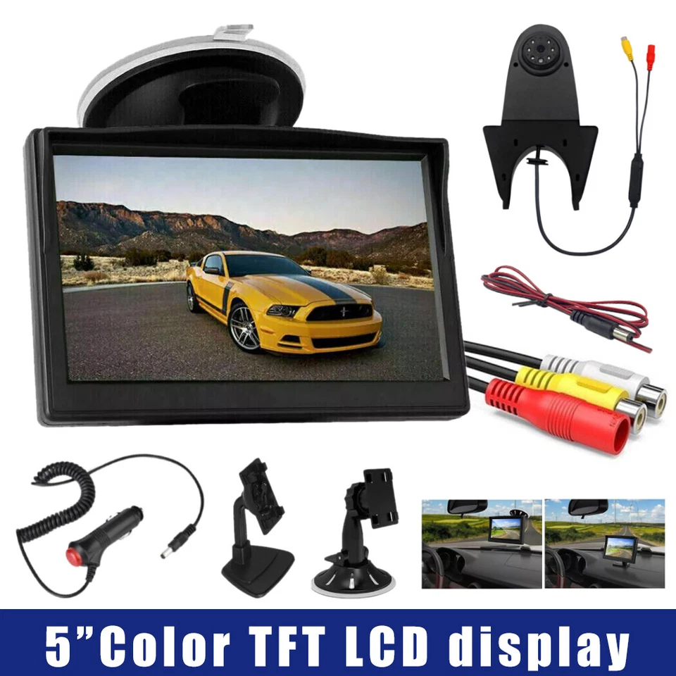 Waterproof Night Vision Rear View Backup Reverse Camera 5" Car LCD Monitor Kit - Image 3 of 4