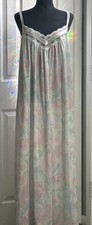 Vintage Vanity Fair Long Night Gown Slip Pastel Floral And Lace Sleeveless Med