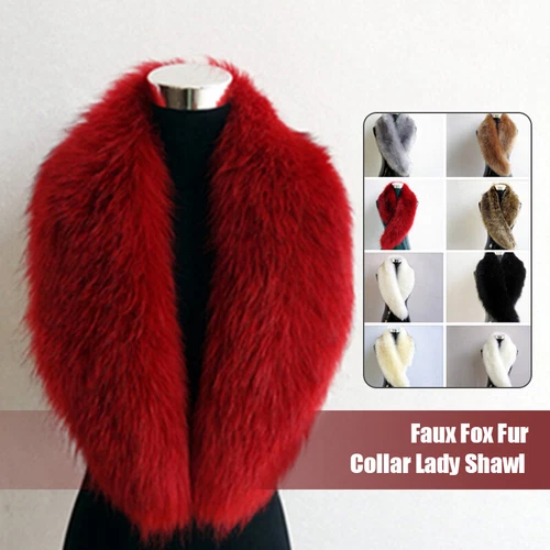 Luxury Fluffy Faux Fox Fur Fur Collar Women Thick Warm Furry Scarf - Bild 3 von 27