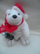 ORG Coca Cola B&auml;r Eisb&auml;r Polarb&auml;r mit Flasche 16 cm Gro&szlig; sitzend TOP