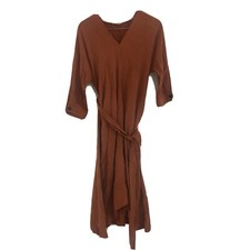 MNG by Mango 2 Burnt Orange 3/4 Sleeve Shirt Dress