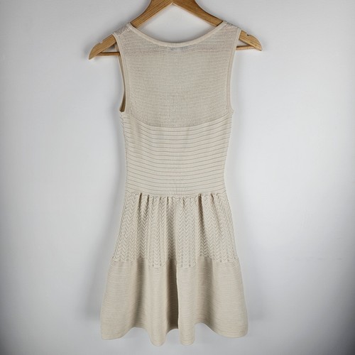 Sandro Dress Womens Size 1 Fit And Flare Beige Sleeveless Scoop Neck Cotton Knit - Picture 8 of 8