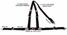 RJS RACING 2" BUGGY OFF ROAD SEAT BELT 3 POINT B&T Y HARNESS BLACK 50521 4000501