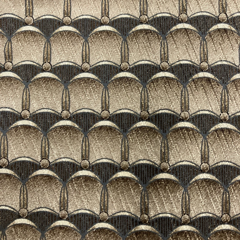 Corbata para hombre Zylos Gold George Machado marrón beige geométrica pura seda ancha Foto 2 de 4