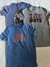 Under Armour Boys Tee shirt Lot Of 3 Youth Medium Loose Heat Gear Never Quits