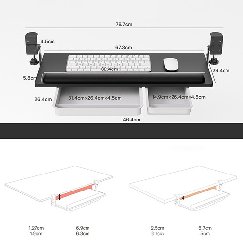Non Punching Keyboard Hanging Holder With Drawer Computer Under Table Keyboa GF