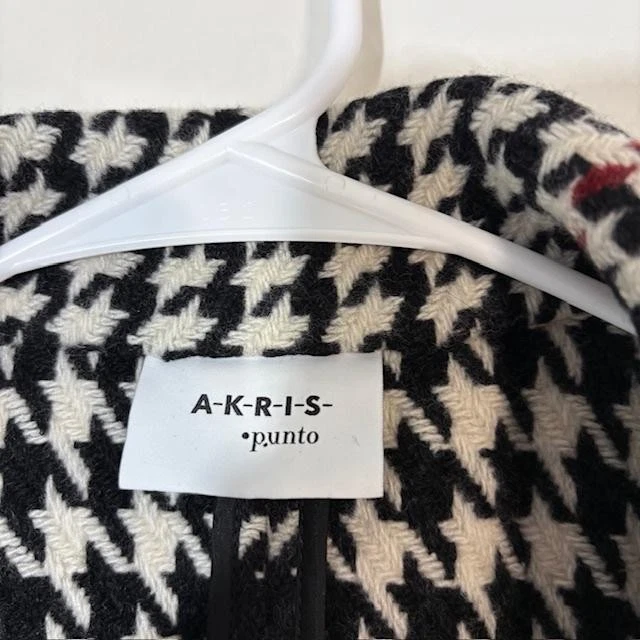 Chaleco Akris Punto Mujer 4 Negro Blanco Pata de Gallo Mezcla Lana Sin Mangas Cuadros Foto 3 de 4
