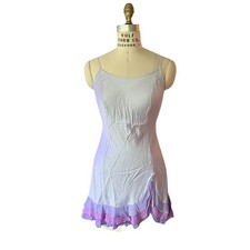Victoria's Secret Purple Silk Chemise Ruffle Hem Slip Size S