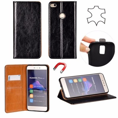 Für Samsung Galaxy A60 - Echt Leder Book  Case Wallet Handy Tasche Hülle Schwarz