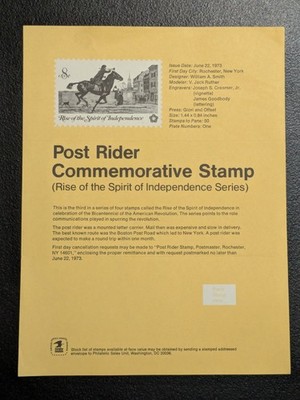 USPS Souvenir Page Post Rider Commemorative Stamp - NO STAMP