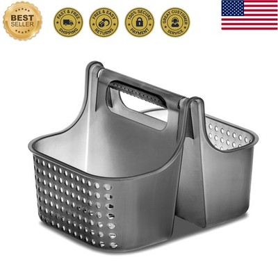 Shower Tote with Soft Grip Handle, Smoke | silicone handle, ventilated sides,...