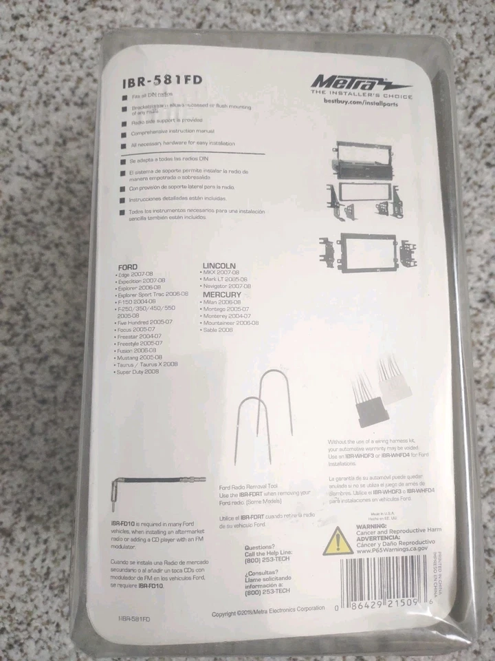 Car Stereo Installation Kit Fits Ford 2004-Up By Metra  - DIY Made In USA  - Image 2 of 4