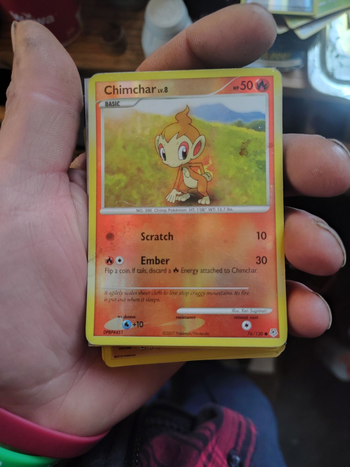 Pokemon TCG Chimchar Lv.8 76/130 Diamond & Pearl Reverse Holo Card 2007
