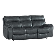 Intercon Furniture Summit Faux Leather Dual-power Recliner Sofa In Slate Gray Intercon Furniture Summit Faux Leather Dual-power Recliner Sofa In Slate Gray