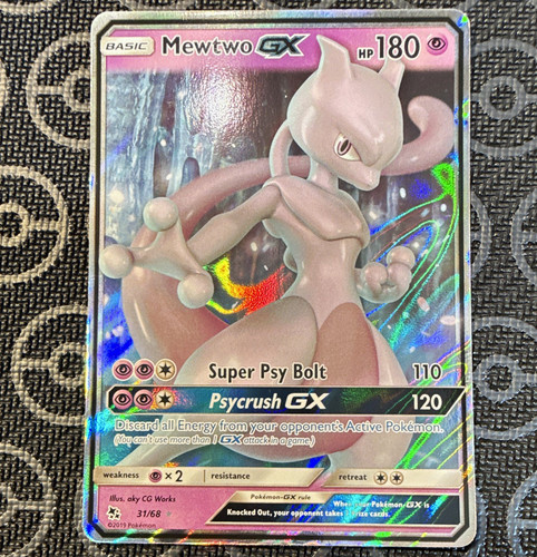 Pokemon TCG Mewtwo GX 31/68 Hidden Fates Holo Ultra Rare 180 HP English