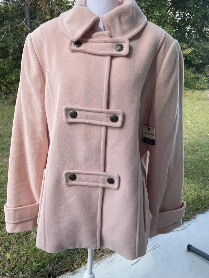 Abrigo St John's Bay Talla XL Lana Mezcla Cachemira Rosa Lt P Nuevo con Etiqueta $200 Foto 2 de 4