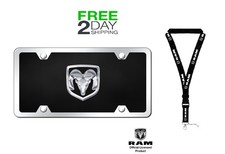Ram OEM Logo Chrome on Black Acrylic Kit and Lanyard Neck Strap Key Chain Set