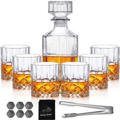 Whiskey Decanter Set for Men, Whiskey Glasses and Decanter with Cooling Stone...