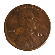 1954‑S Lincoln Wheat Cent – Mint Mark Touching Date – VF 1c U.S. Coin