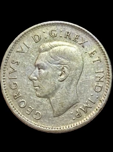 1947 Canada 80% Silver 10 Cents Circulated Dime With Maple Leaf King George VI