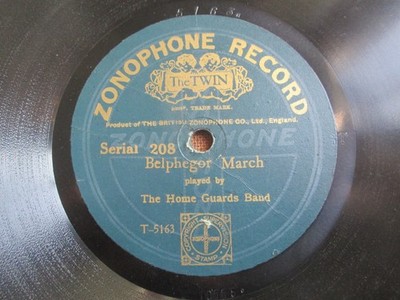 The Home Guards Band: Belphegor/Forward March 1st UK 10'' Press Shellac 78RPM 208