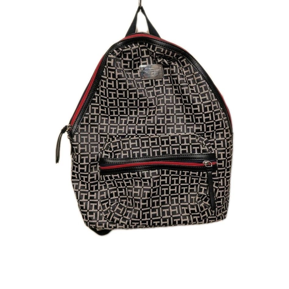 Tommy Hilfiger Women\'s Black And Red Plaid  Backpack Monogram Printed Logo Tommy Hilfiger | Bags | Vtg Y2k Tommy Hilfiger Mini Backpack  main image 3