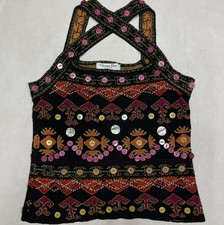 CHRISTIAN DIOR by Galliano Embroidered Botanical Women's Tank Top USA