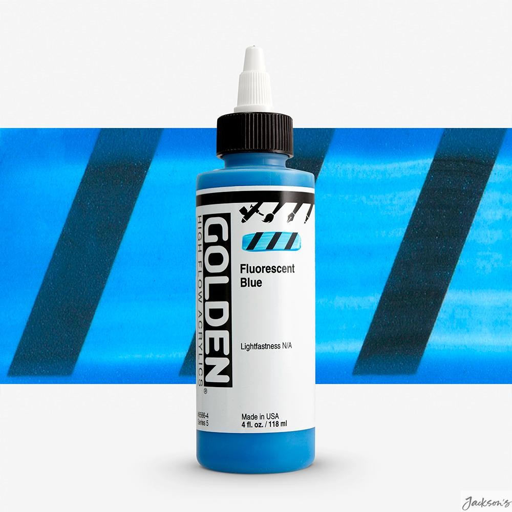 Golden High Flow Acrylic Paint 118ml Fluorescent Blue For Airbrush Markers Pens