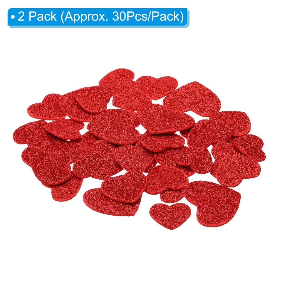 Пена наклейки, 2 упаковки 60шт клей блестки пены формы стикер, красный сердце - Изображение 2 из 4