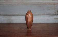 Vase dinanderie art déco de Christofle France, petit vase bronze patine cuivre