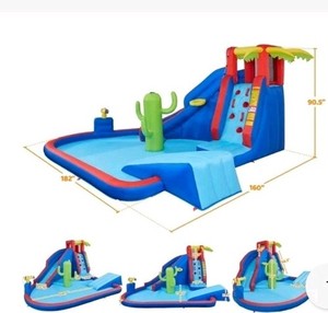 7-in-1 Inflatable Water Slide For Kids Aged 3-10 with 520W ETL-Certified Blower