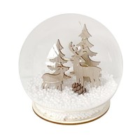 Schneekugel Rehe Mit Led-Beleuchtung Weihnachtsdeko Batteriebetrieben Hti-Living