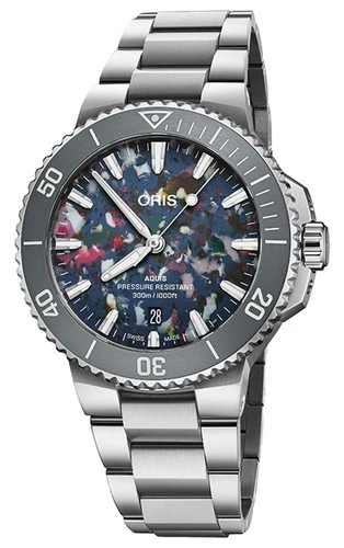 Oris Aquis Date Automatic Steel Multicolored Divers Mens Watch 733 7787 4150-MB
