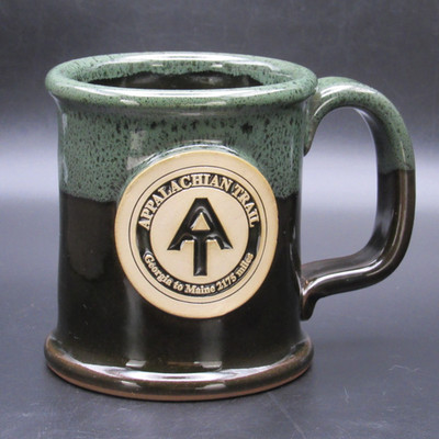 Sunset Hill Stoneware Appalachian Trail Coffee Mug Green Brown USA 14 oz
