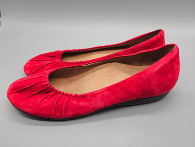Abeo Bio System Taylor 3D Comfort Suede Leather Flats Shoes Slip-on Red 7.5N