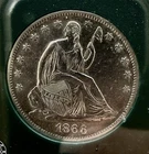 1866-S 50c Seated Liberty MPD WB-5 Silver Half Dollar RARE GEM UNC Blue Chip*