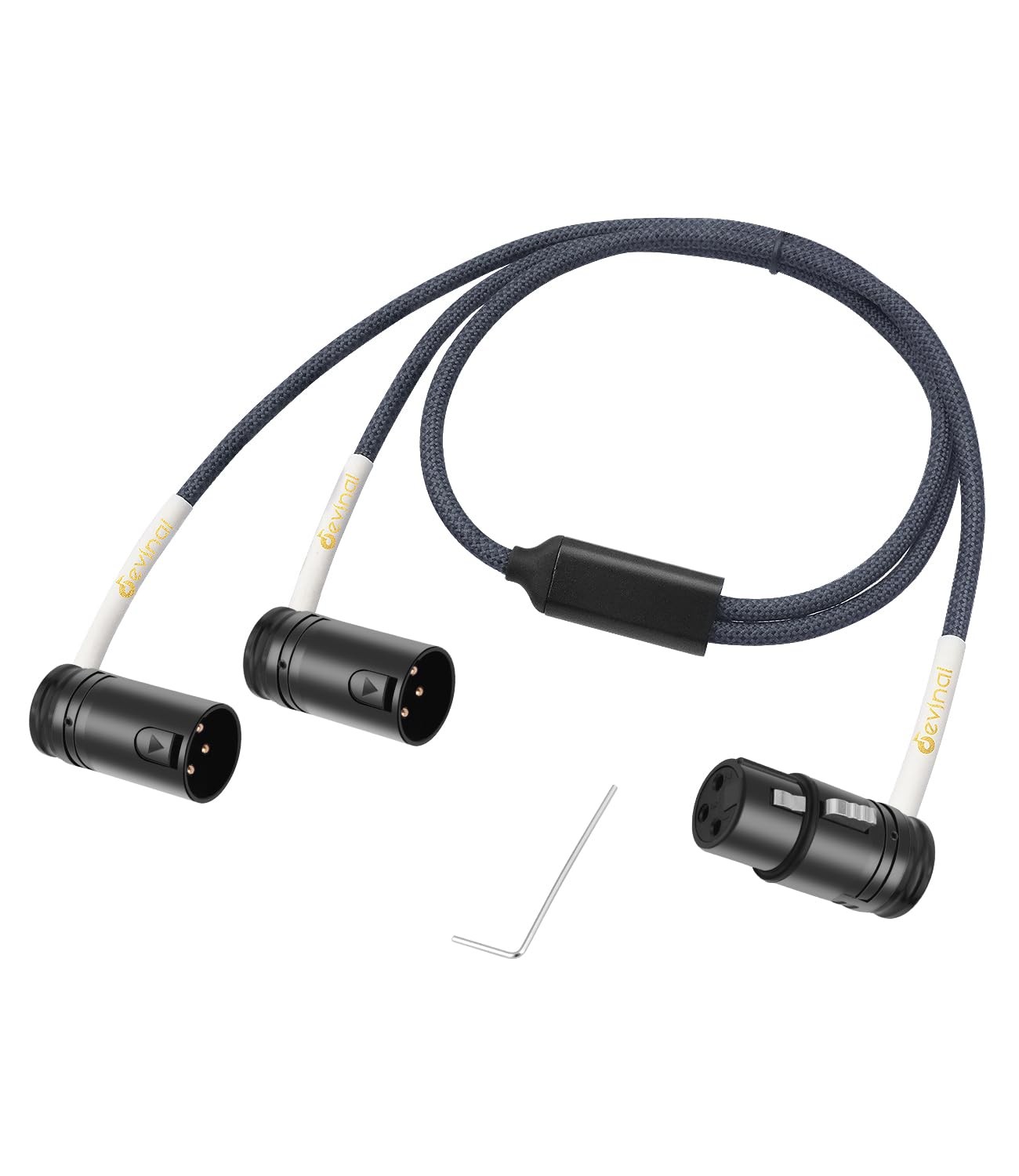 RightAngle XLR Splitter Cable 1 Female to 2 Male Microphone Cord 2 FT