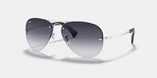 RAY-BAN PILOT SUNGLASSES POLISHED SILVER GREY BLUE GRADIENT RB3449 003/8G