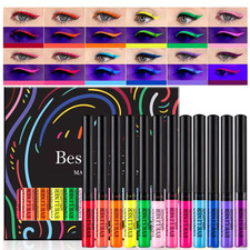 12 Colors Matte Liquid Eyeliner Set Colorful UV Neon Eyeliner Pencil Pigmented W