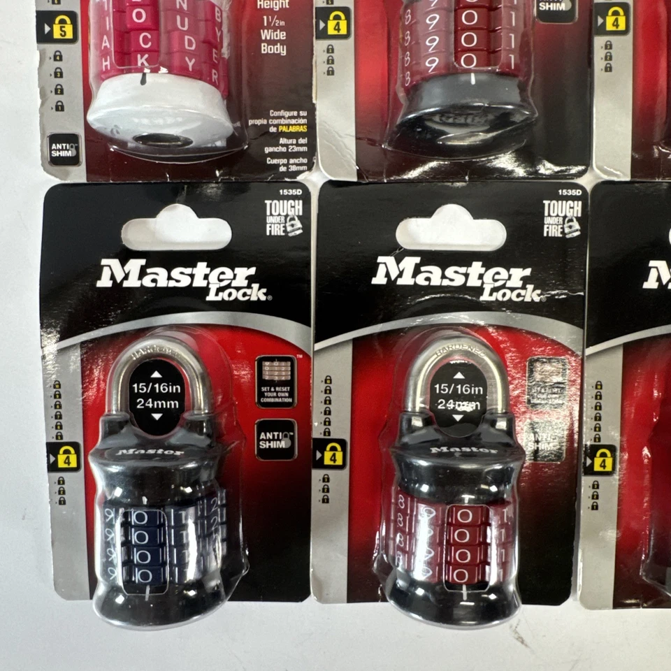 6 NEW Master Lock 1535D Customizable Combination Padlock Black Locker Office - Image 3 of 4