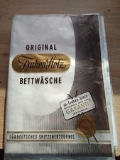 4 tlg. Aussteuer-Bettwäsche weiss -  100 % Baumwolle Mako Brokat  Truhen-stolz