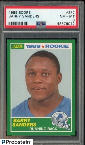 1989 Score Football #257 Barry Sanders Detroit Lions RC Rookie HOF PSA 8